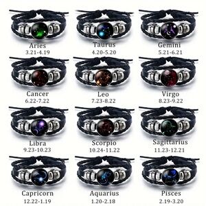 12  Zodiac Luminous Constellation multilayer Braid Bracelet Unisex NEW u choose